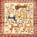 Square Traditional Sun Yellow Animal Rug, tr3965