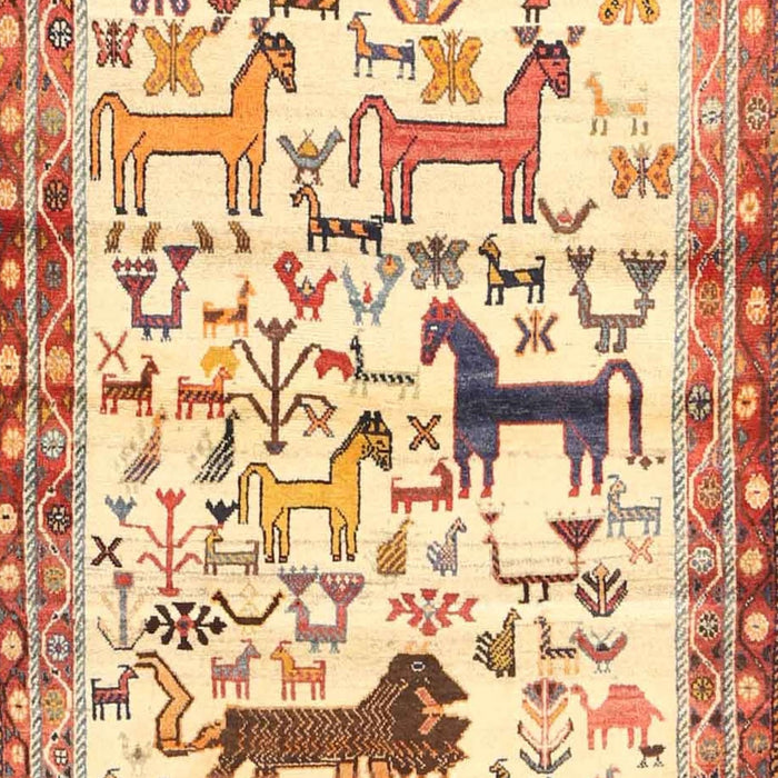 Traditional Sun Yellow Animal Rug, tr3965