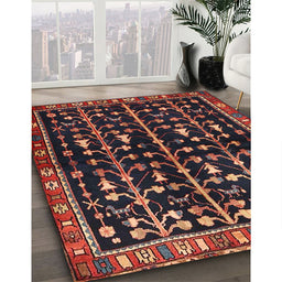 Traditional Dark Gold Brown Persian Rug in Family Room, tr3966