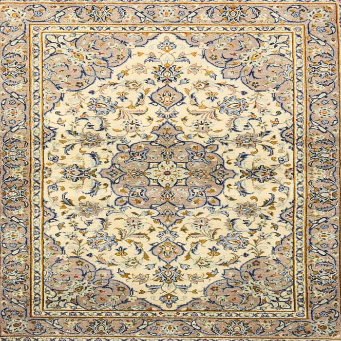Square Traditional Dark Almond Brown Medallion Rug, tr3968