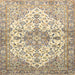 Square Traditional Dark Almond Brown Medallion Rug, tr3968