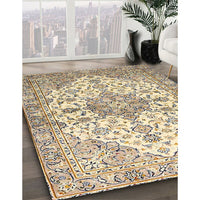 Traditional Dark Almond Brown Medallion Rug, tr3968