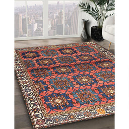 Traditional Dark Almond Brown Persian Rug in Family Room, tr3969
