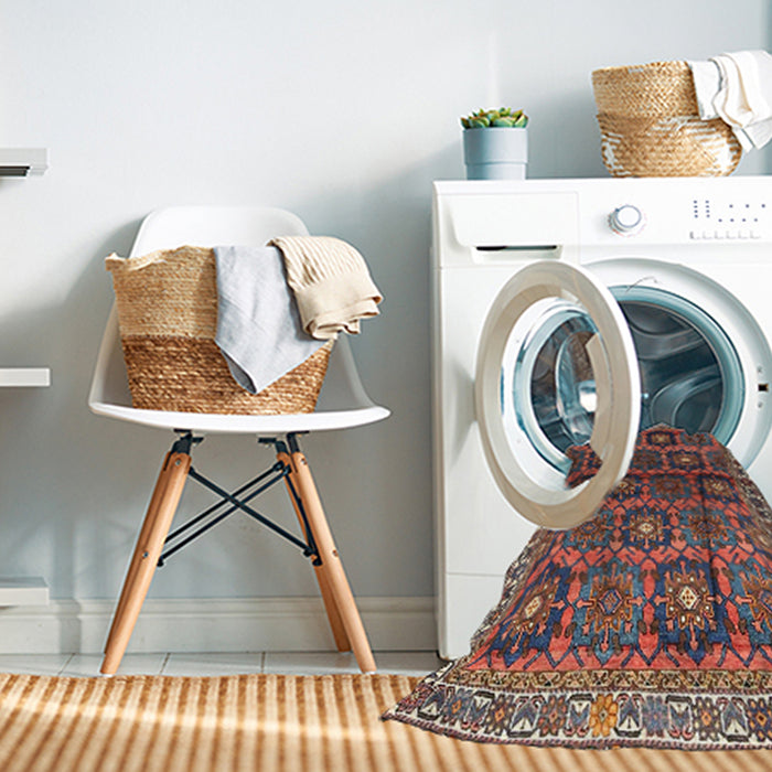 Machine Washable Traditional Dark Almond Brown Rug in a Washing Machine, wshtr3969