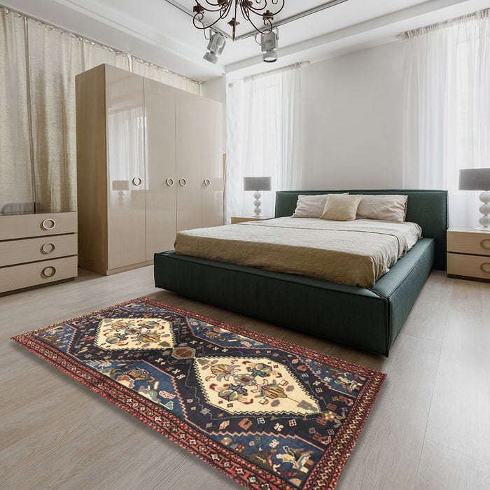 Traditional Bakers Brown Persian Rug in a Bedroom, tr3970