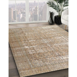 Traditional Dark Almond Brown Persian Rug in Family Room, tr3971