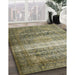 Traditional Antique Bronze Green Persian Rug in Family Room, tr3973