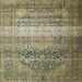 Square Traditional Antique Bronze Green Persian Rug, tr3973