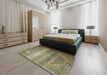 Machine Washable Traditional Antique Bronze Green Rug in a Bedroom, wshtr3973