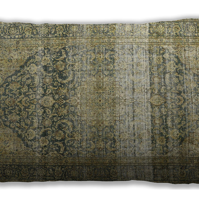 Traditional Classic Rectangular Antique Bronze Green Lumbar Throw Pillow, 13 inch by 19 inch, lbtr3973