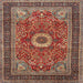 Square Traditional Saffron Red Persian Rug, tr3974