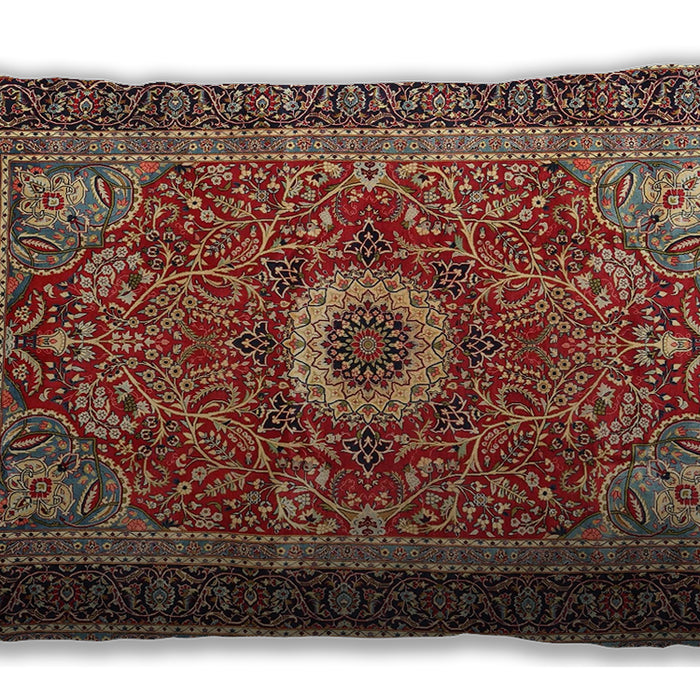 Traditional Classic Rectangular Saffron Red Lumbar Throw Pillow, 13 inch by 19 inch, lbtr3974