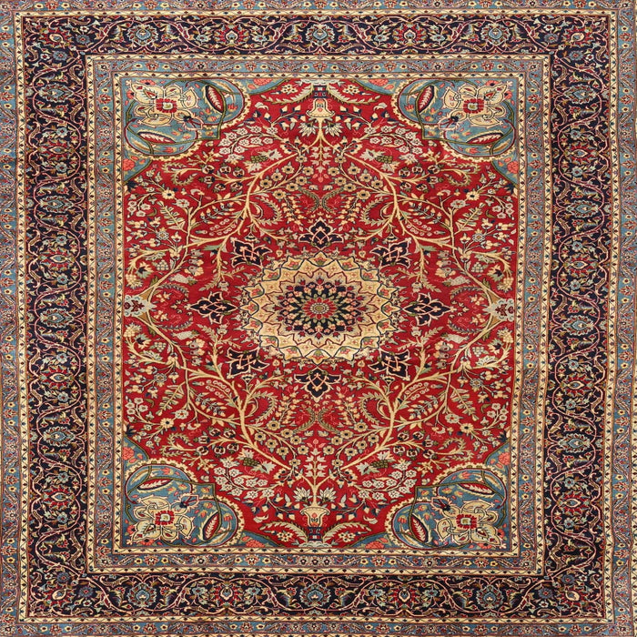 Round Machine Washable Traditional Saffron Red Rug, wshtr3974