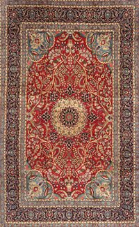 Machine Washable Traditional Saffron Red Rug, wshtr3974