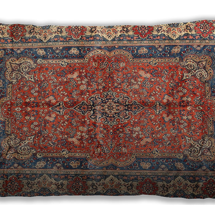 Traditional Classic Rectangular Brown Red Lumbar Throw Pillow, 13 inch by 19 inch, lbtr3976