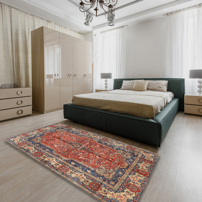 Traditional Brown Red Persian Rug in a Bedroom, tr3976