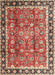 Machine Washable Traditional Tomato Red Rug, wshtr3977