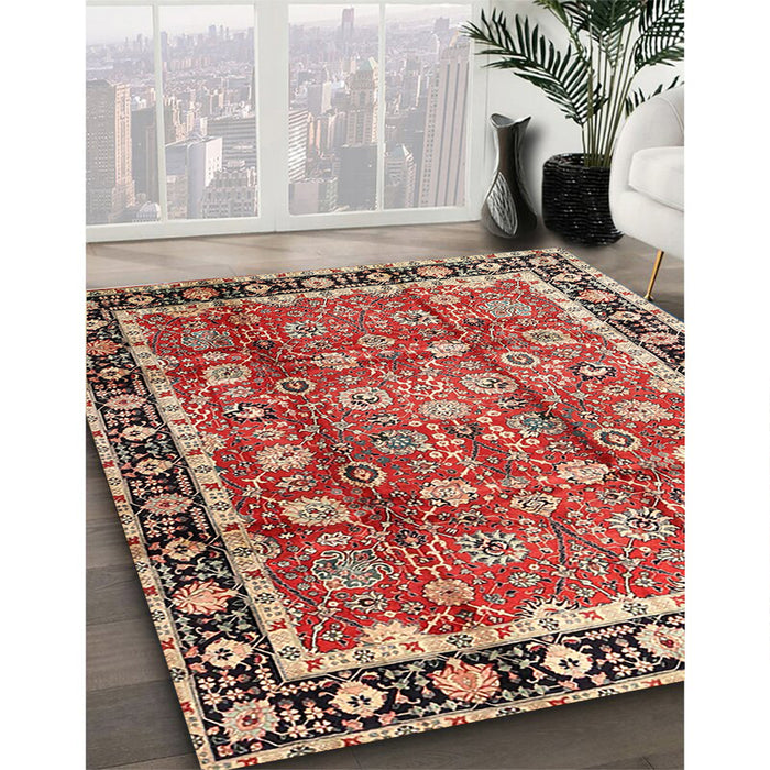 Traditional Red Persian Rug in Family Room, tr3977