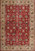 Machine Washable Traditional Tomato Red Rug, wshtr3978