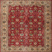 Round Machine Washable Traditional Tomato Red Rug, wshtr3978