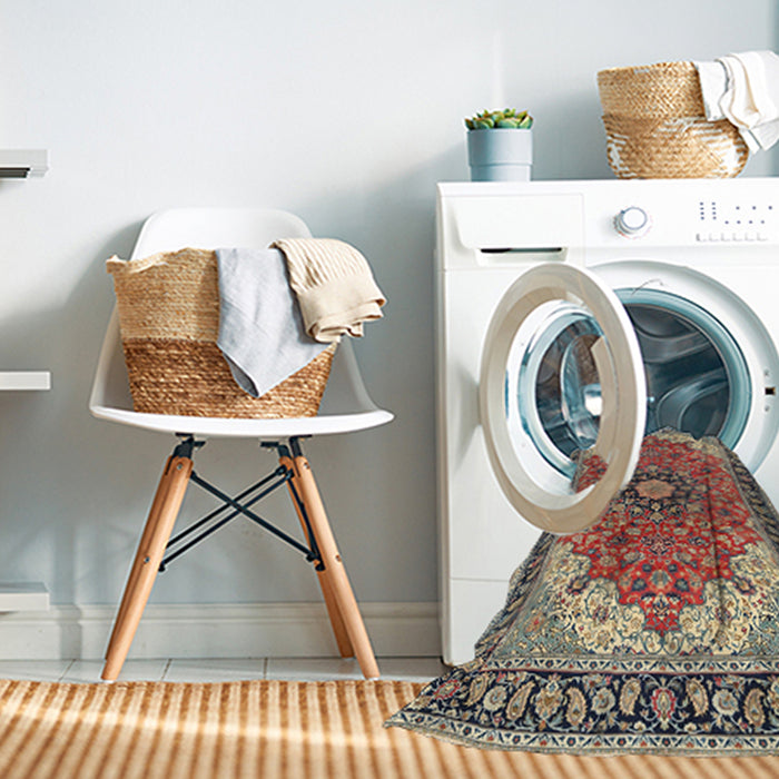 Machine Washable Traditional Light French Beige Brown Rug in a Washing Machine, wshtr397