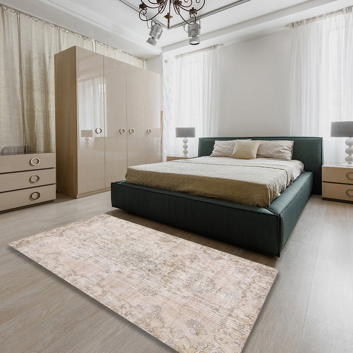 Traditional Tan Brown Persian Rug in a Bedroom, tr3981
