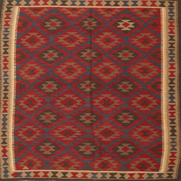 Square Traditional Sienna Brown Southwestern Rug, tr3983