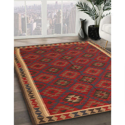 Traditional Sienna Brown Southwestern Rug in Family Room, tr3983