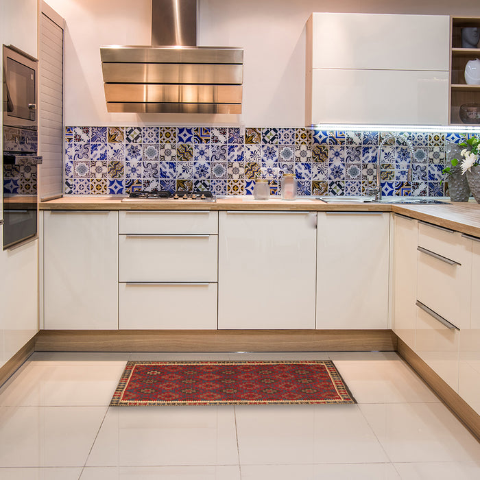 Traditional Sienna Brown Southwestern Rug in a Kitchen, tr3983