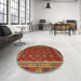 Round Machine Washable Traditional Light Brown Rug in a Office, wshtr3984