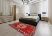 Machine Washable Traditional Cherry Red Rug in a Bedroom, wshtr3985