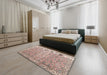 Traditional Dark Gold Brown Persian Rug in a Bedroom, tr3987