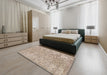 Machine Washable Traditional Dark Almond Brown Rug in a Bedroom, wshtr3988