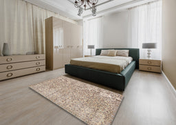 Traditional Dark Almond Brown Persian Rug in a Bedroom, tr3988