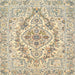 Square Traditional Dark Almond Brown Medallion Rug, tr398