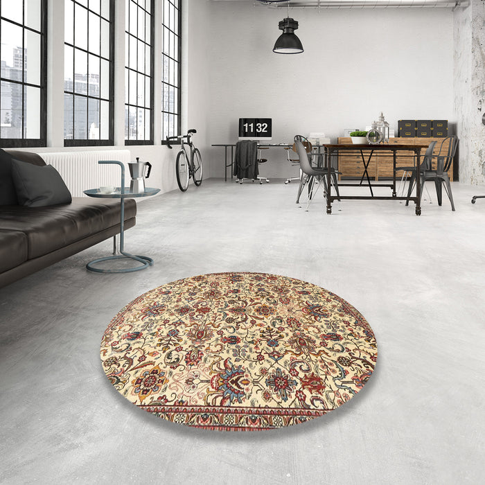 Round Traditional Sienna Brown Persian Rug in a Office, tr3991