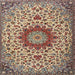 Square Traditional Brown Medallion Rug, tr3992