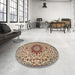 Round Traditional Brown Medallion Rug in a Office, tr3992