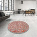 Round Traditional Rose Pink Persian Rug in a Office, tr3994