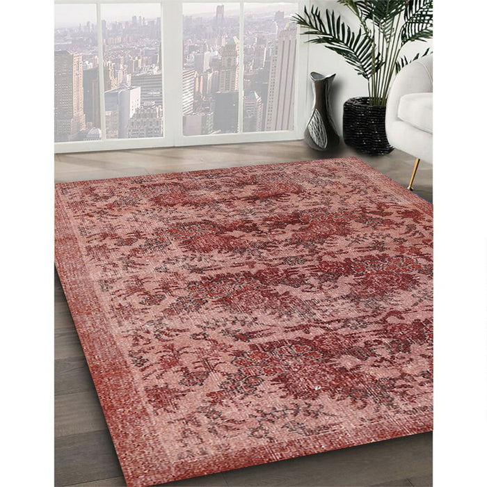 Machine Washable Traditional Salmon Pink Rug in a Family Room, wshtr3996