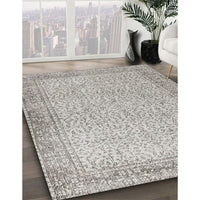 Traditional Dark White Beige Persian Rug, tr3997