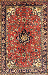 Machine Washable Traditional Tomato Red Rug, wshtr3998