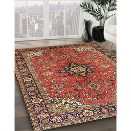 Machine Washable Traditional Tomato Red Rug in a Family Room, wshtr3998