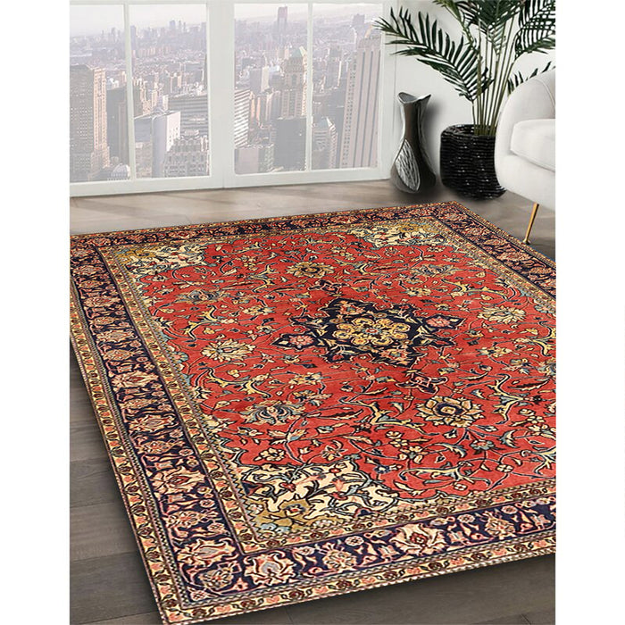 Machine Washable Traditional Tomato Red Rug in a Family Room, wshtr3998