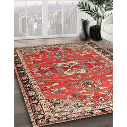 Machine Washable Traditional Tomato Red Rug in a Family Room, wshtr4001