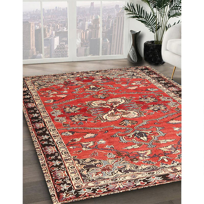 Machine Washable Traditional Tomato Red Rug in a Family Room, wshtr4001