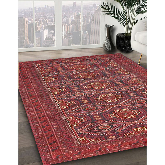 Traditional Cherry Red Persian Rug in Family Room, tr4002