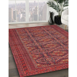 Machine Washable Traditional Cherry Red Rug in a Family Room, wshtr4002