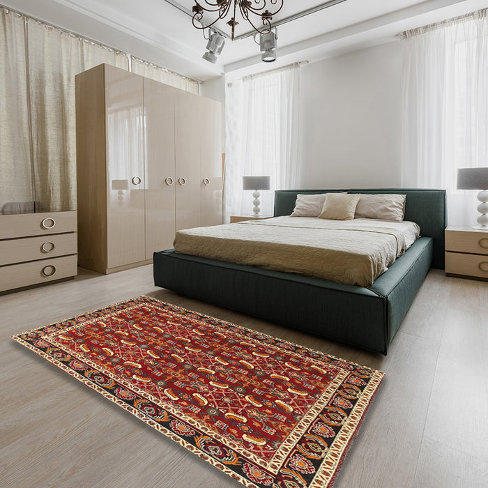 Traditional Red Persian Rug in a Bedroom, tr4003
