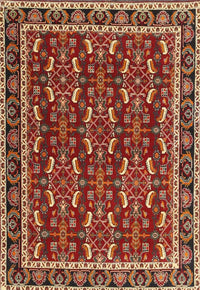 Machine Washable Traditional Tomato Red Rug, wshtr4003